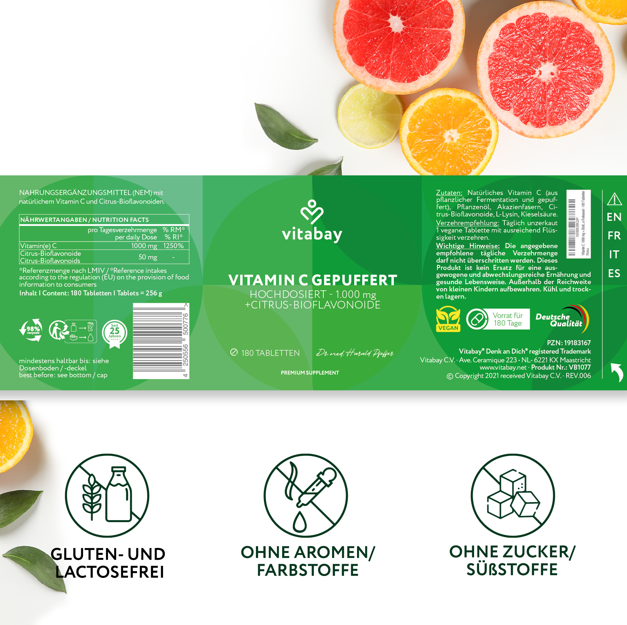 Vitamina C 1000 mg + Bioflavonoidi (Time Release) - Compresse vegane