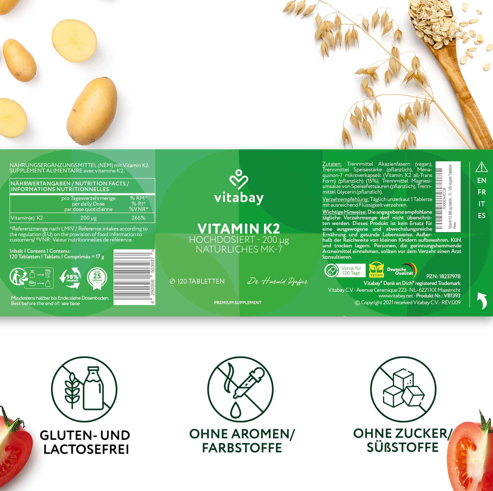 Vitamina K2 MK-7 200 µg - Compresse vegane