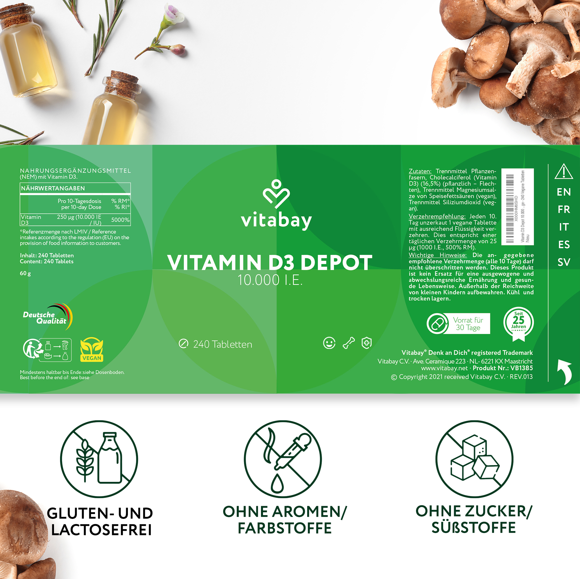 Deposito di vitamina D3 10.000 UI - Compresse vegane