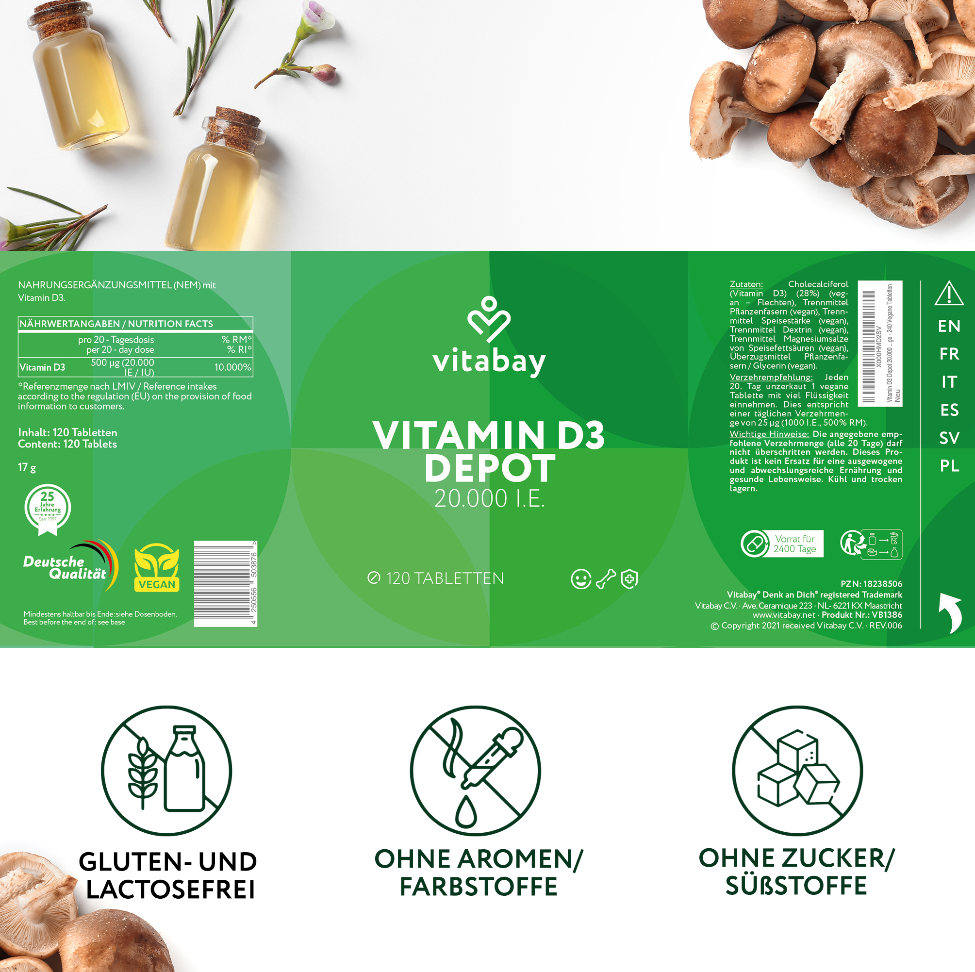 Deposito di vitamina D3 20.000 UI - Compresse vegane