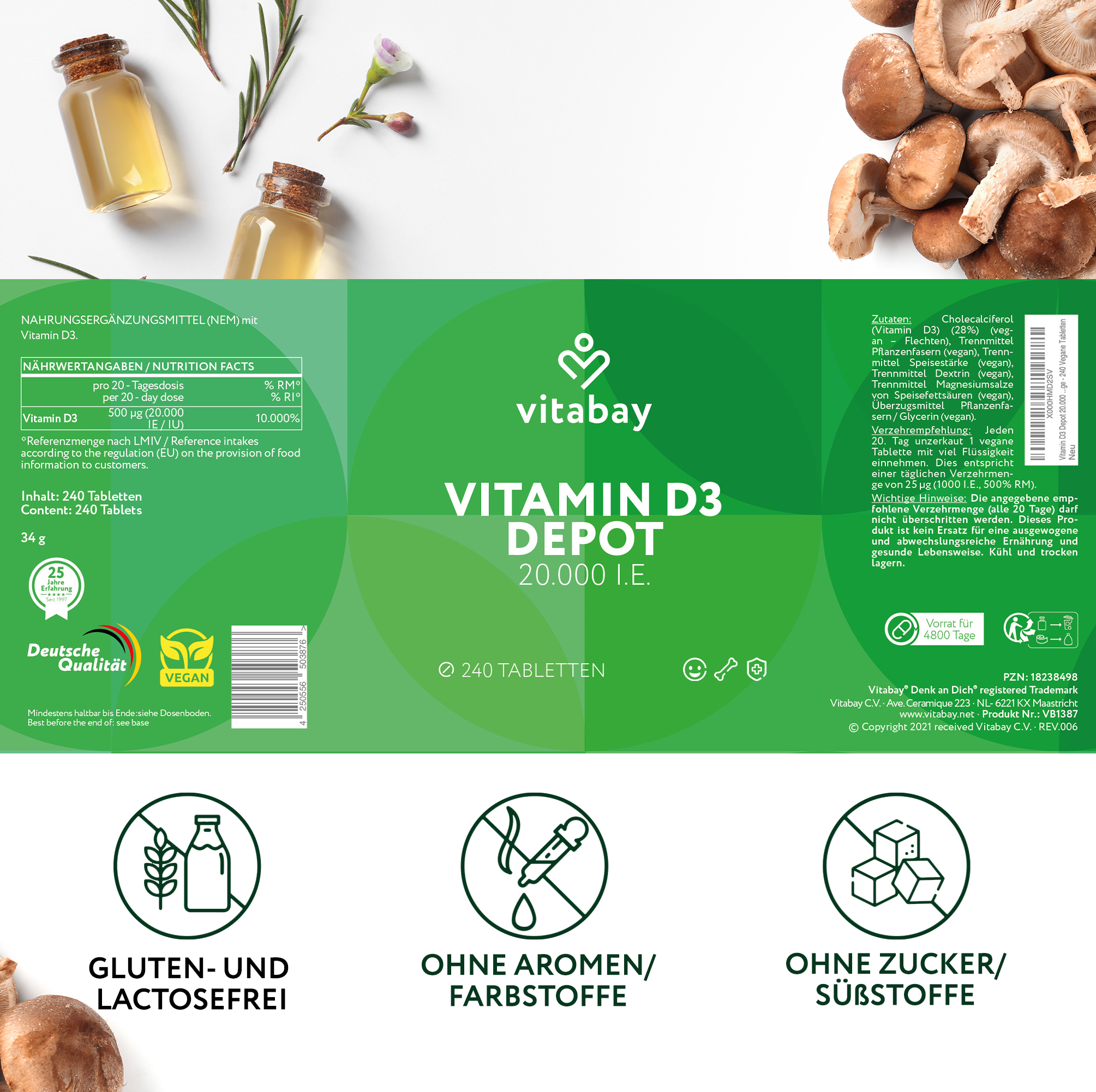 Deposito di vitamina D3 20.000 UI - Compresse vegane