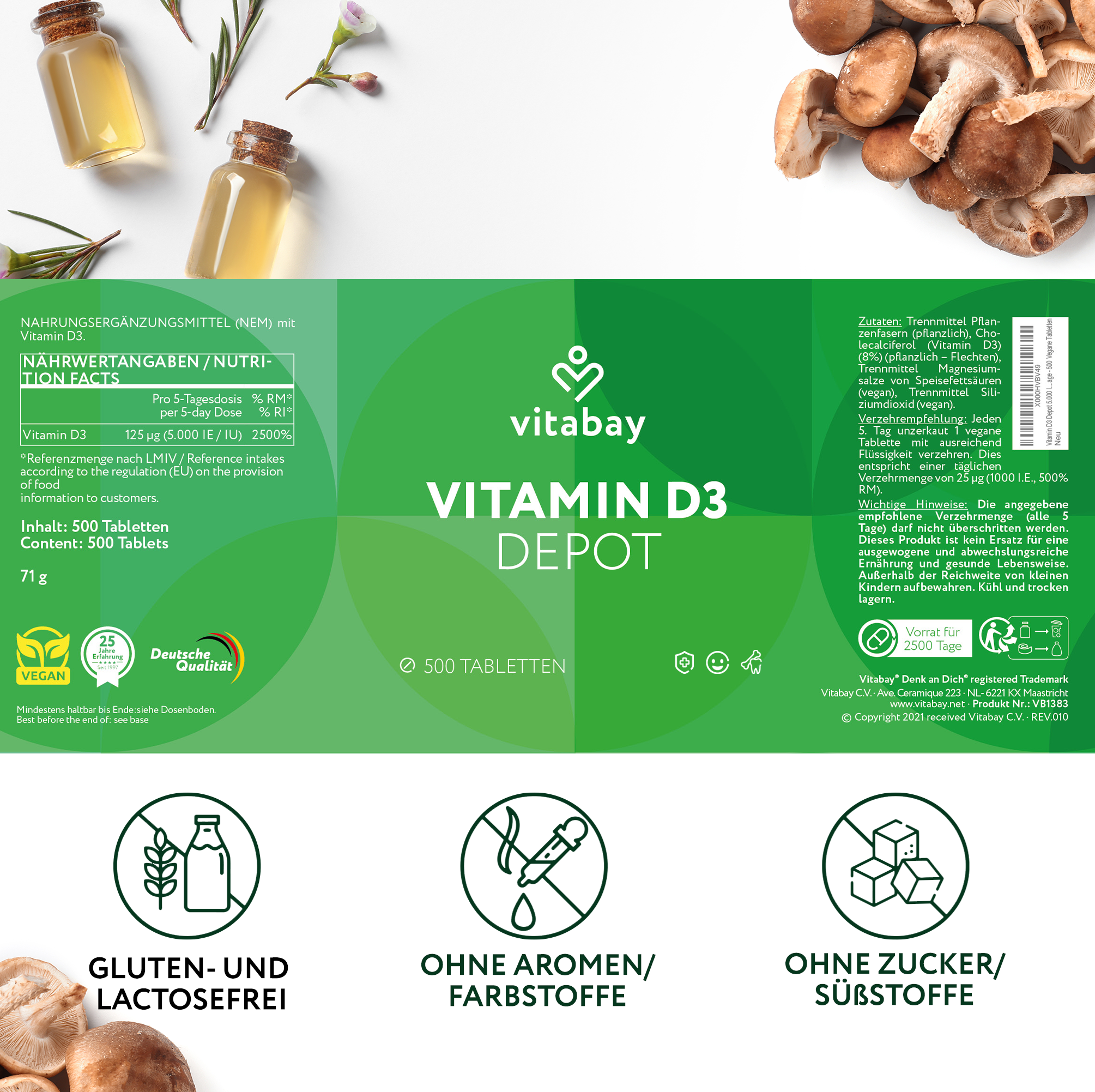 Deposito di vitamina D3 5.000 UI - Compresse vegane