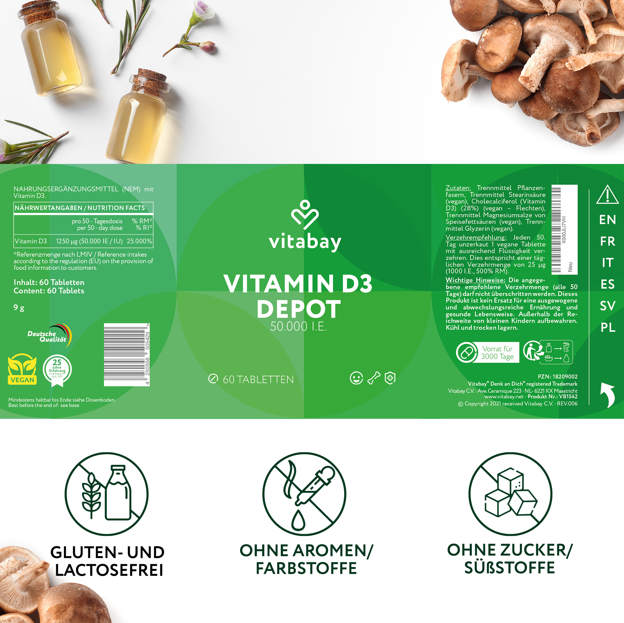 Deposito di vitamina D3 50.000 UI - Compresse vegane