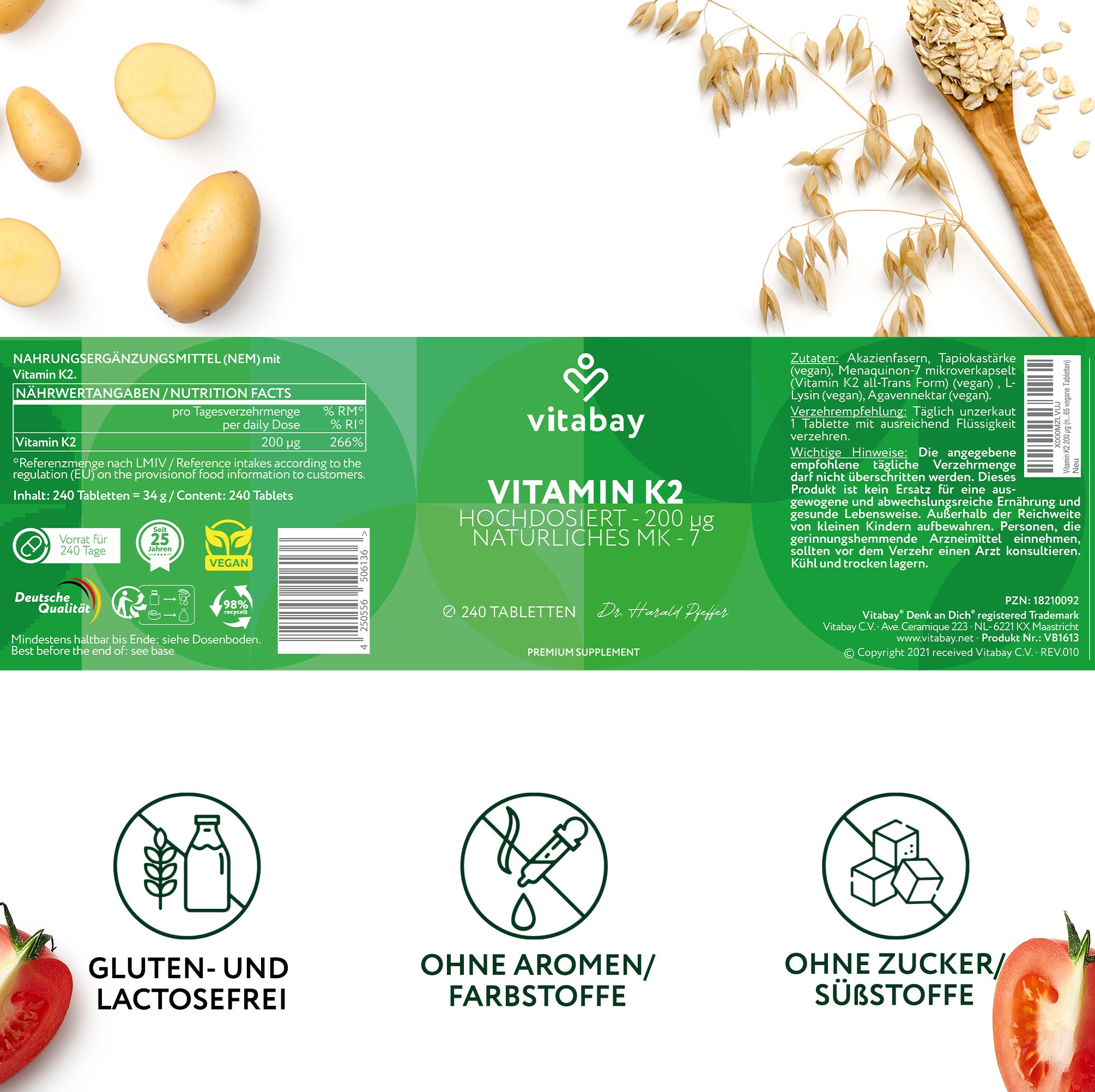 Vitamina K2 MK-7 200 µg - Compresse vegane