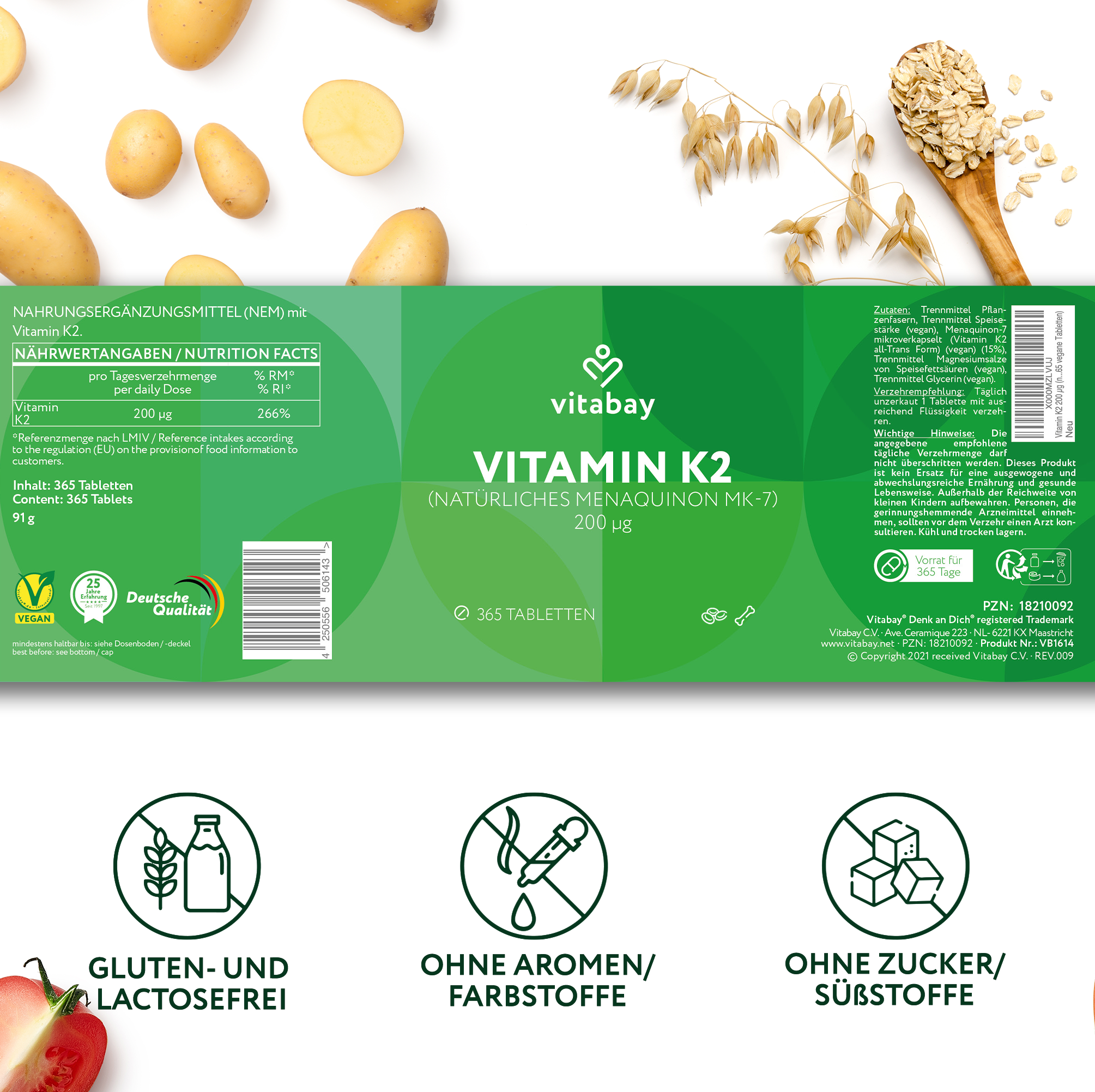 Vitamina K2 MK-7 200 µg - Compresse vegane