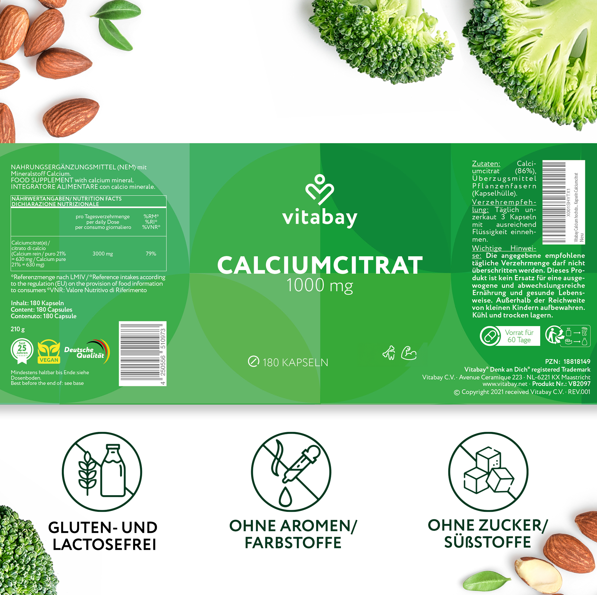 Calciumcitrat 1000mg - Vegane Kapseln