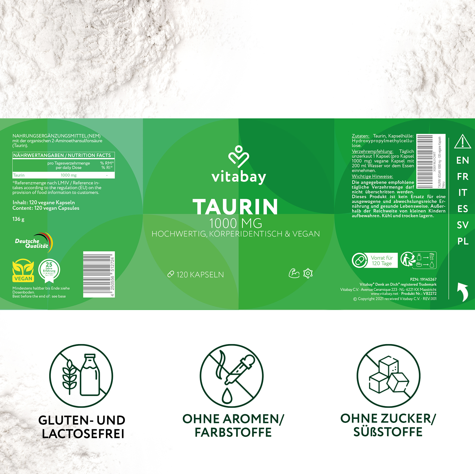 Taurin 1000 mg - 120 vegane Kapseln