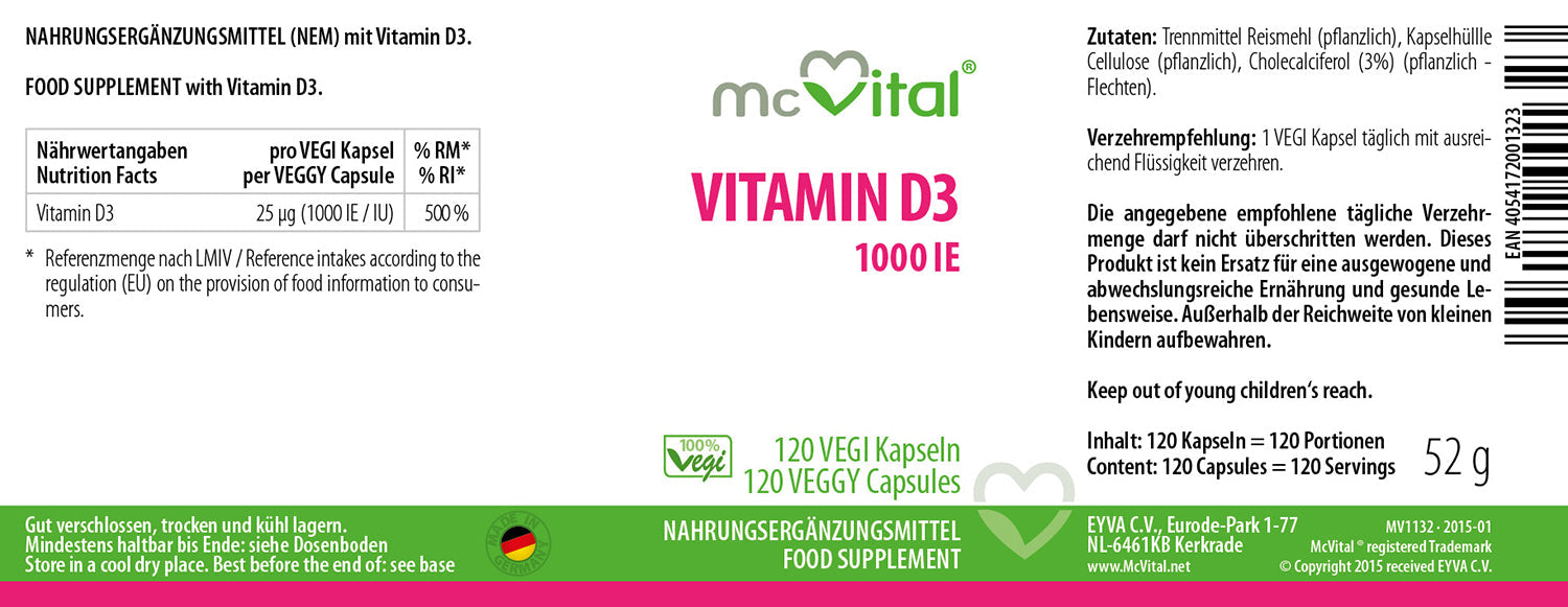 Vitamina D3 1000 UI - Capsule vegane