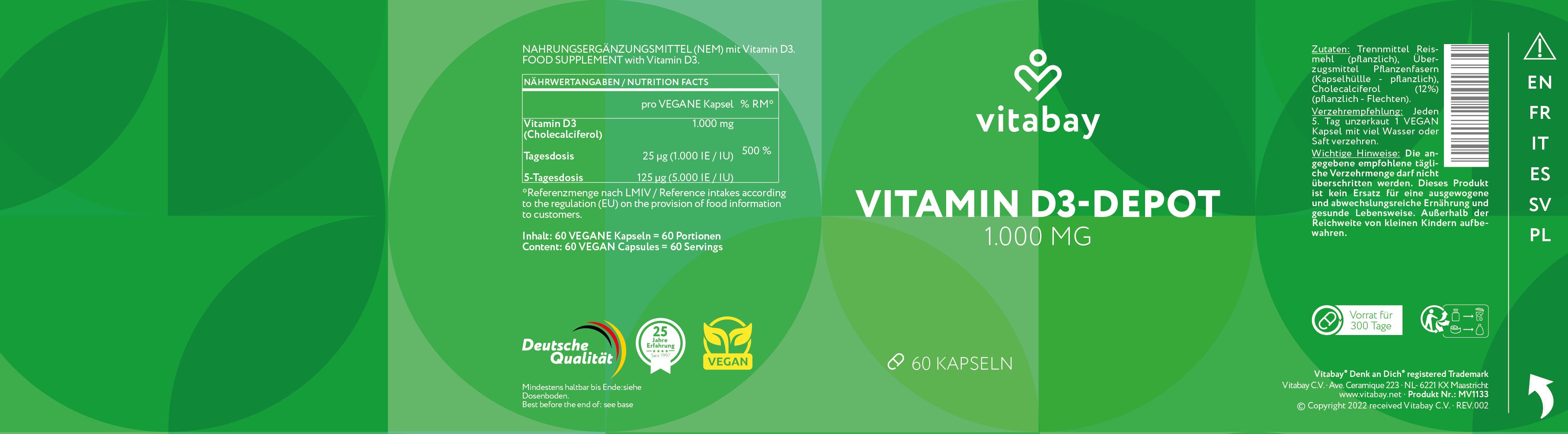 Deposito di vitamina D3 5000 UI - Capsule vegane