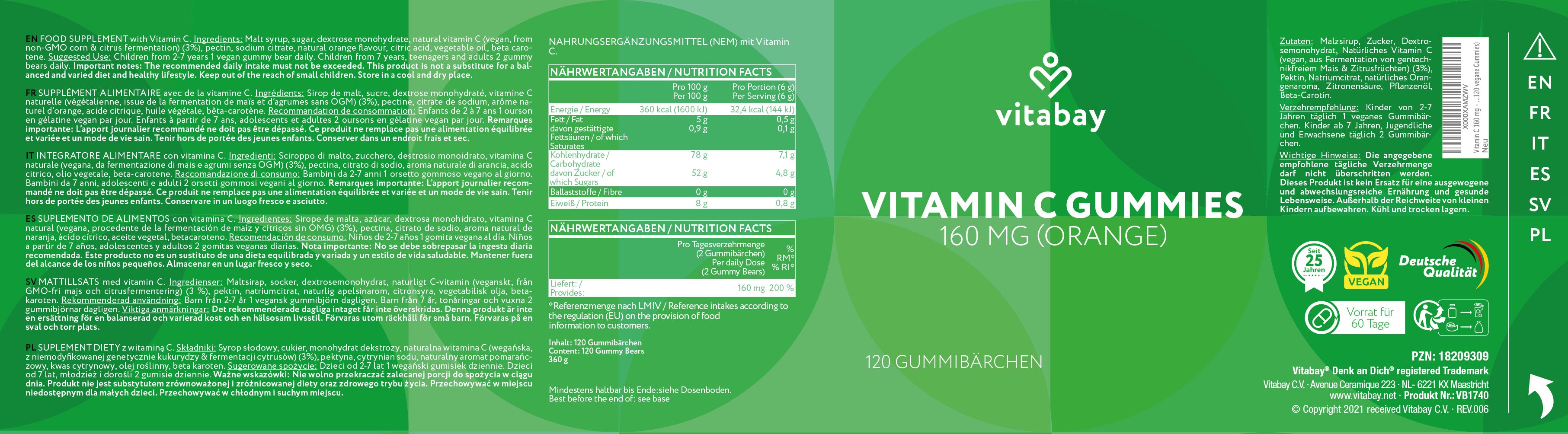 Vitamina C 160 mg - Orsetti gommosi vegani